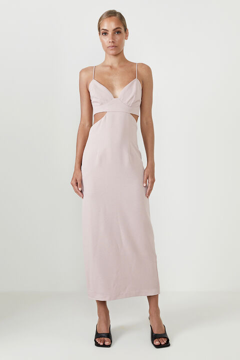 CUT OUT SLIT MIDI DRESS in colour PALE DOGWOOD