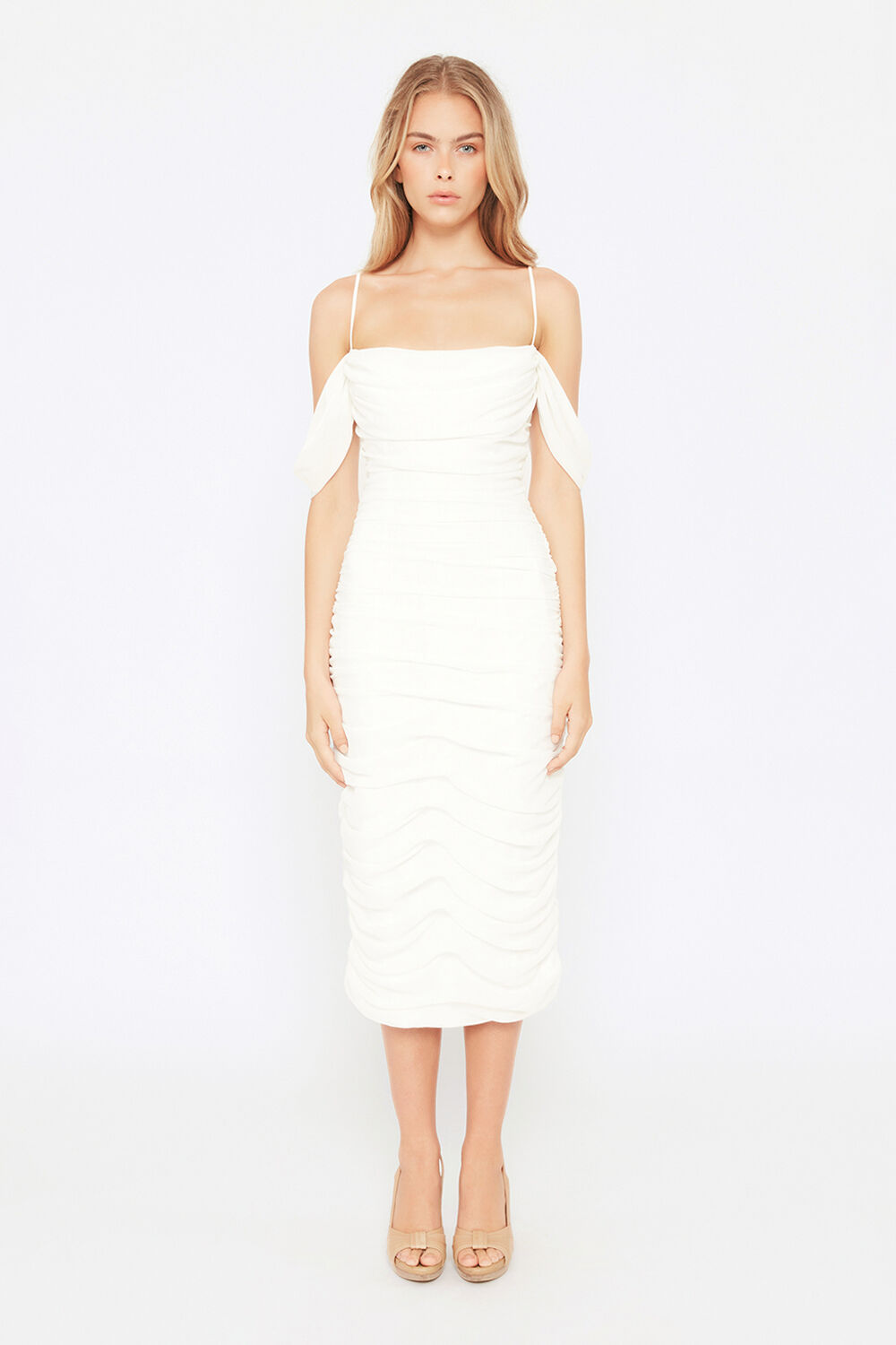 VIVIENNE RUCHED MIDI DRESS