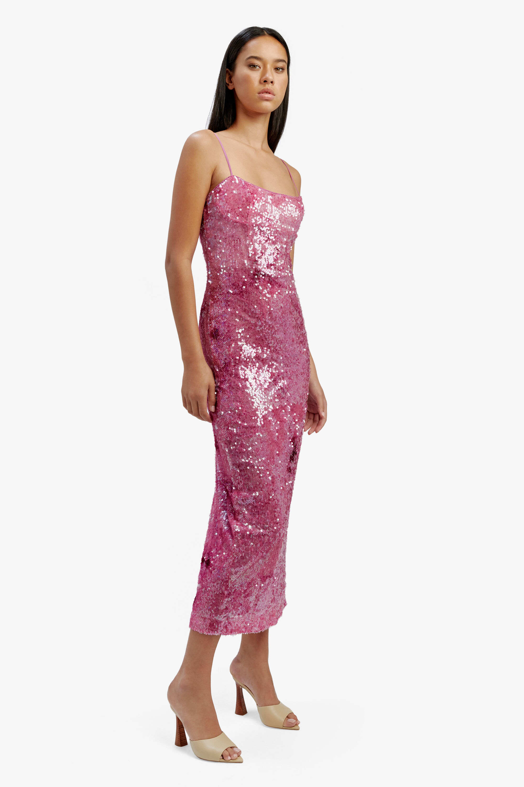 Infinite Sequin Maxi Dress In Party Pink | Bardot