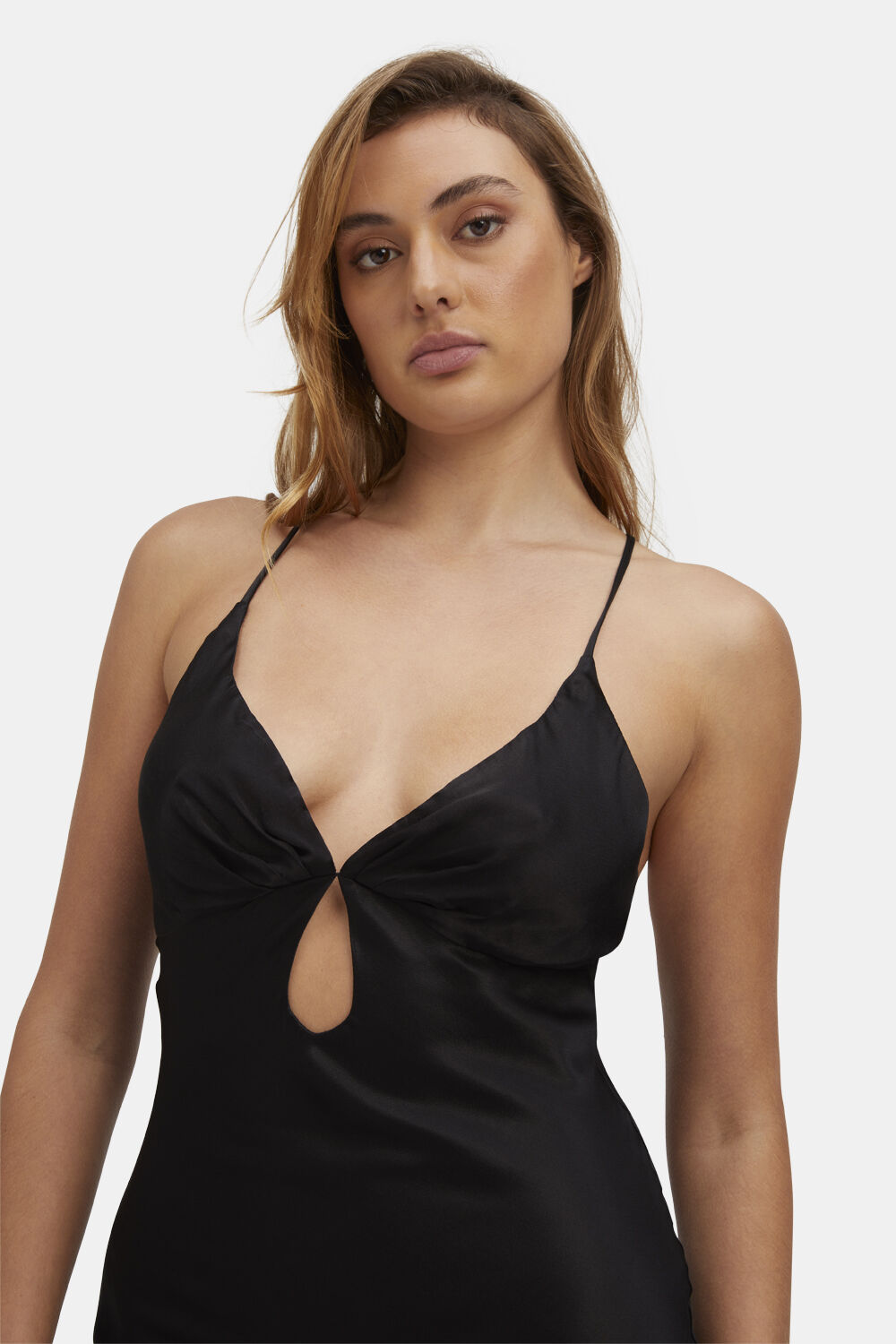 ZURI SLIP DRESS in colour CAVIAR