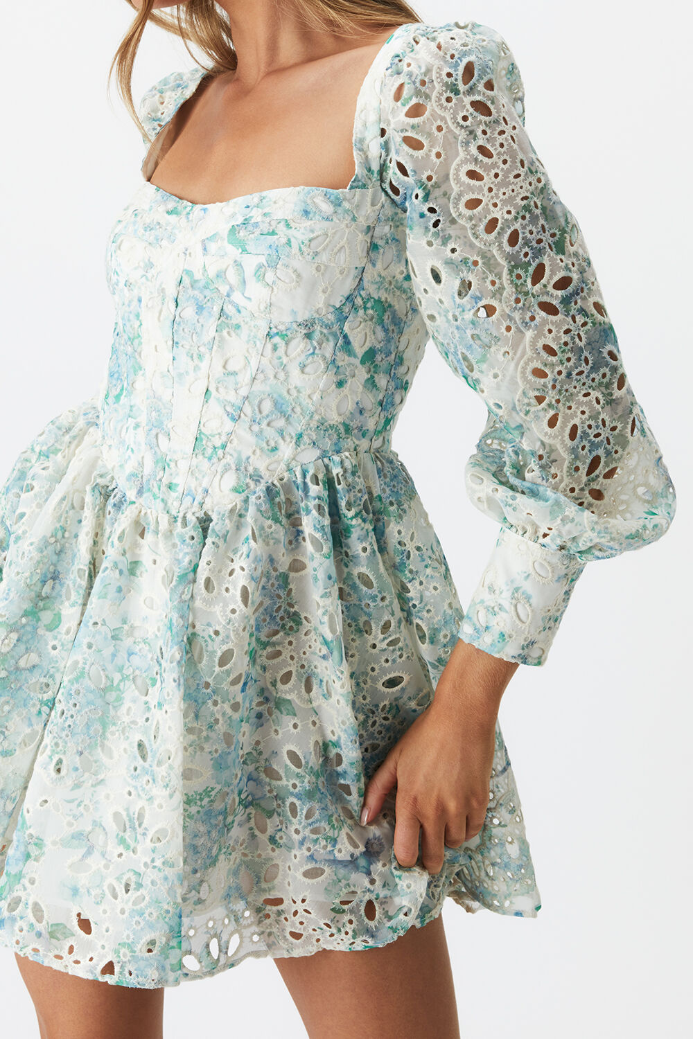 LILA FLOUNCE DRESS in colour MAJOLICA BLUE