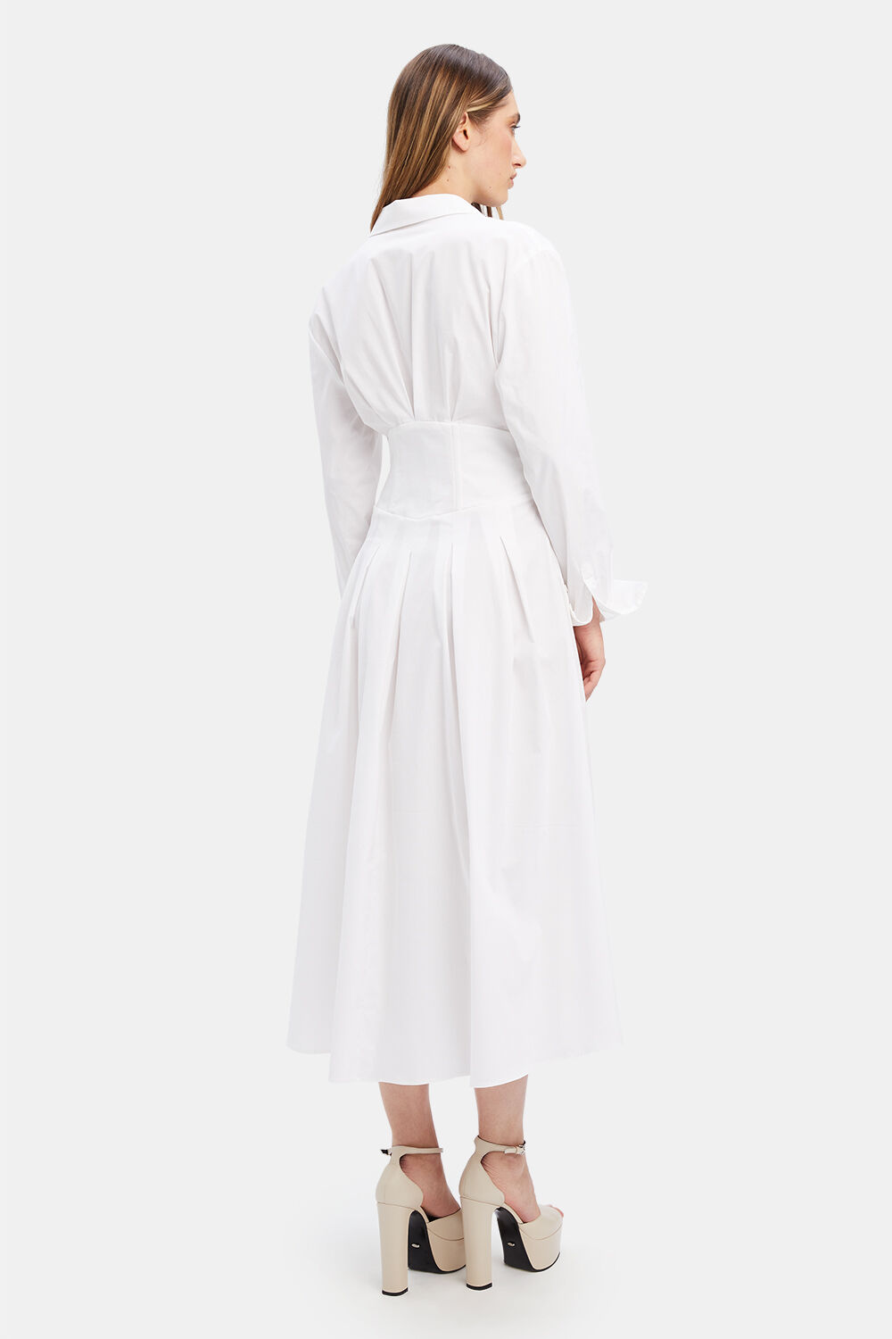 AMIRA CORSET SHIRT DRESS in colour BRIGHT WHITE