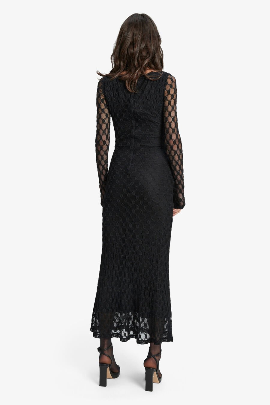 ADONI LACE MIDI DRESS in colour BLACK