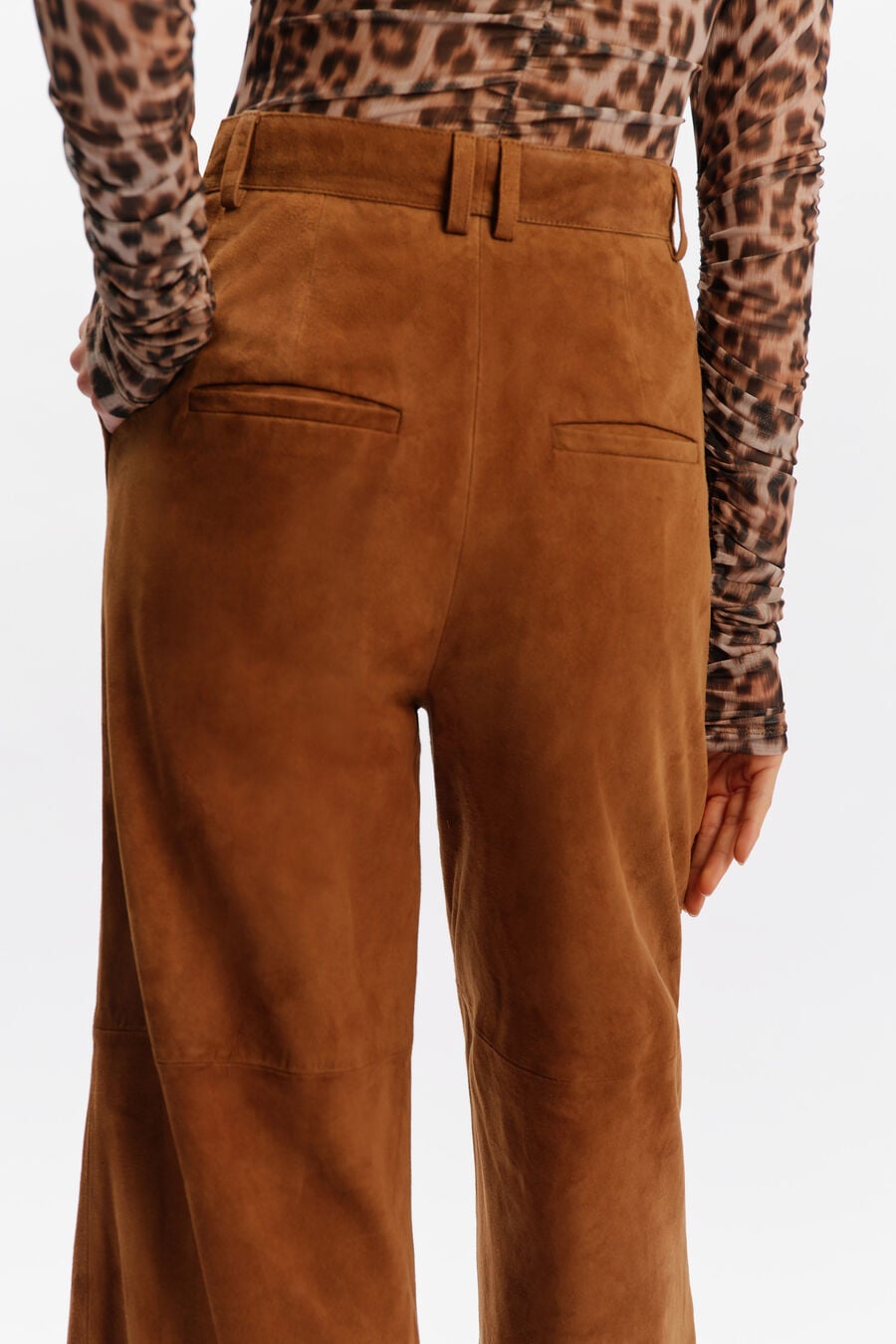 EVINA GENUINE SUEDE PANT in colour Russet