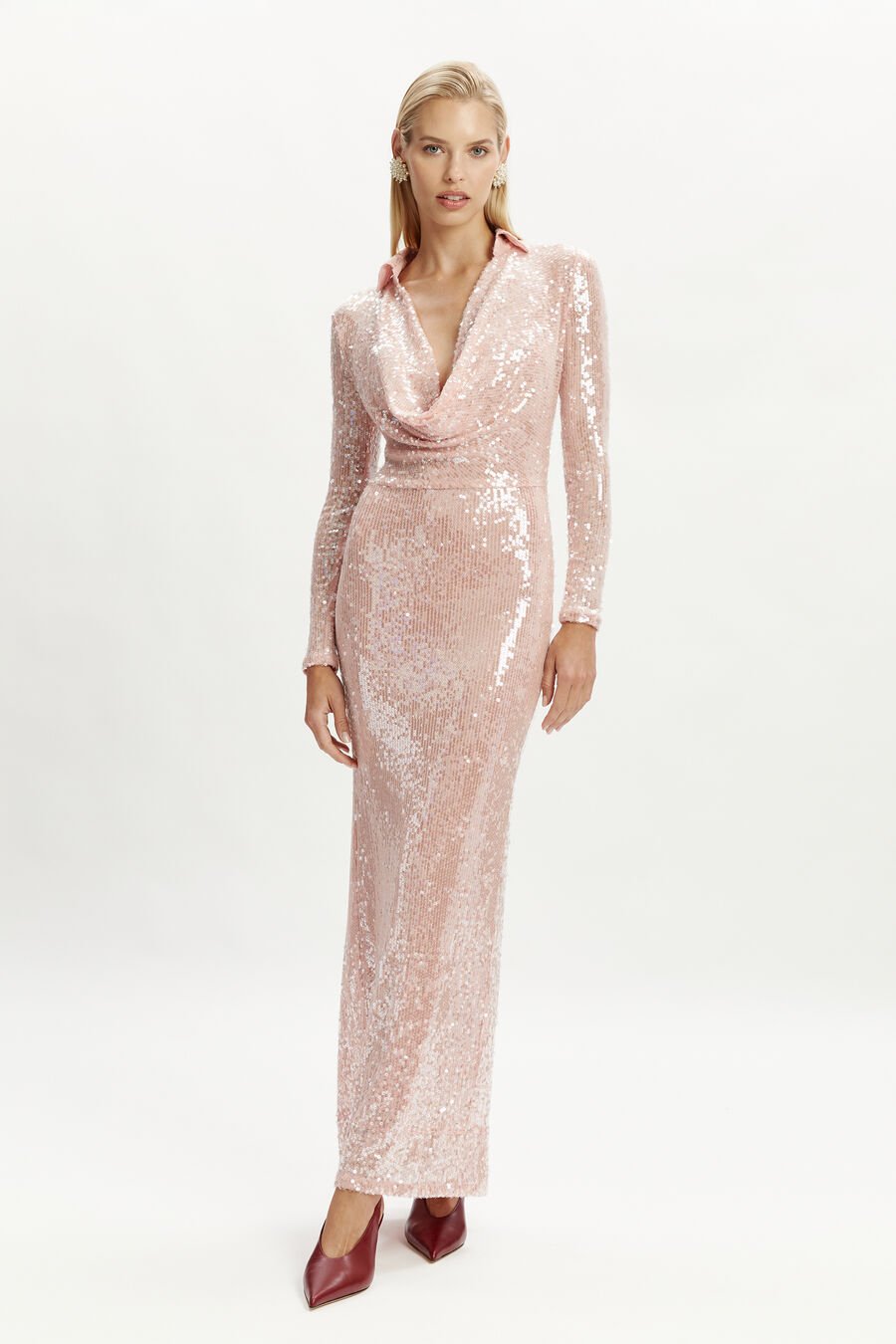 Lorel Sequin Mesh Midi Dress