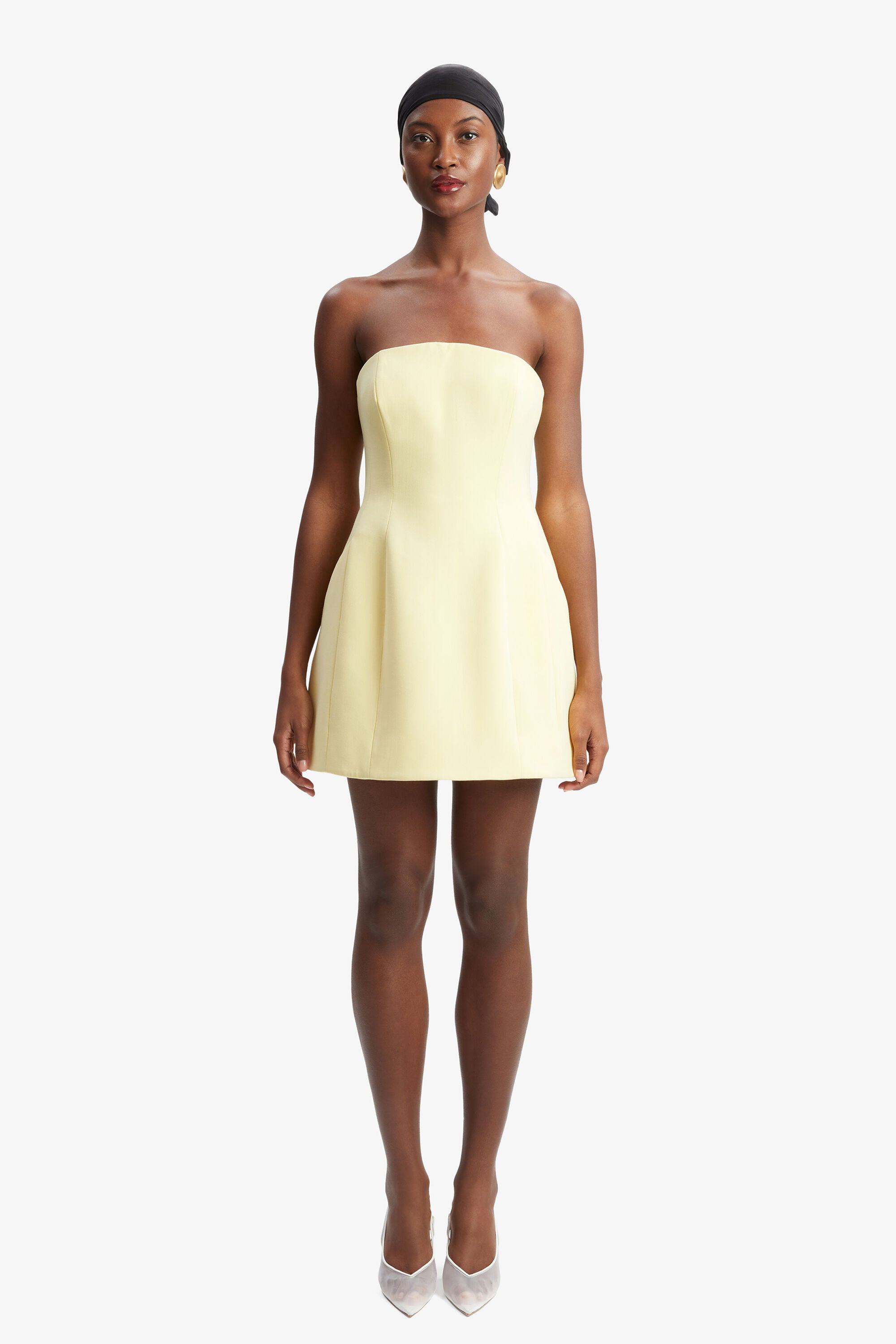 Karoline Hourglass Mini Dress In Canary Yellow | Bardot