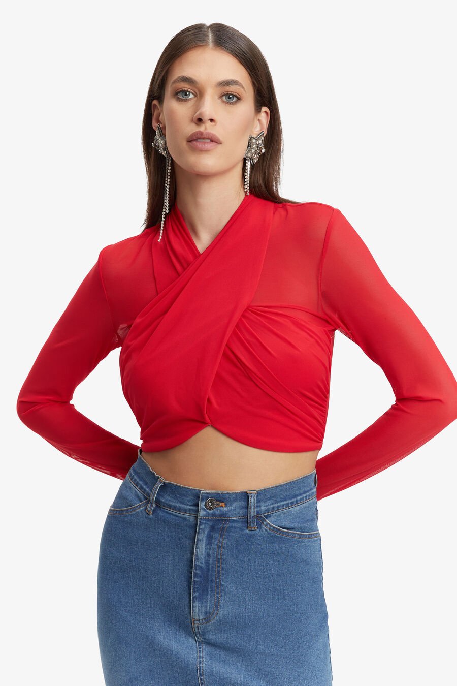 ALIYAH TOP in colour FIRE RED