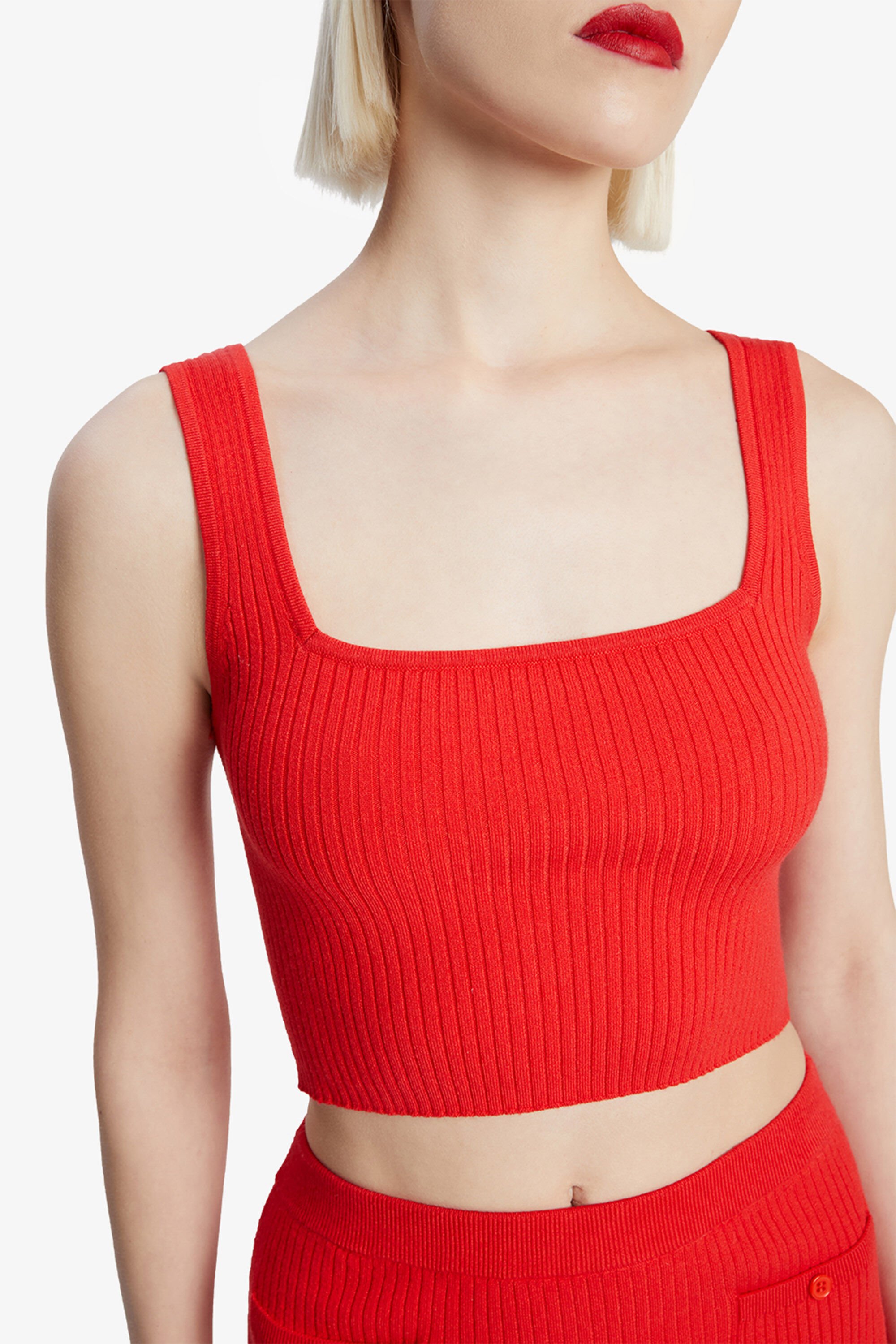 トップス HEAP layer knit tank - tea party red Sarita Knit Tank Top In Deep Red | Bardot