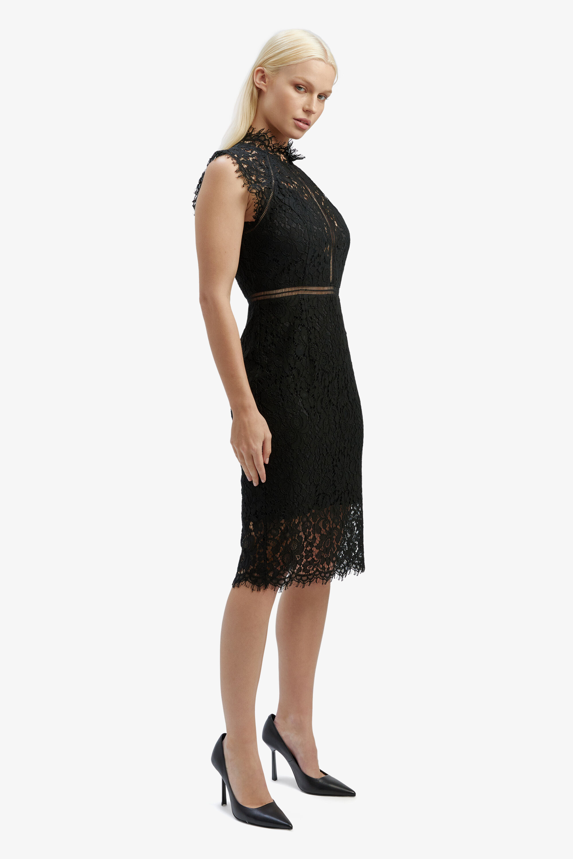 Bardot lace panel dress top