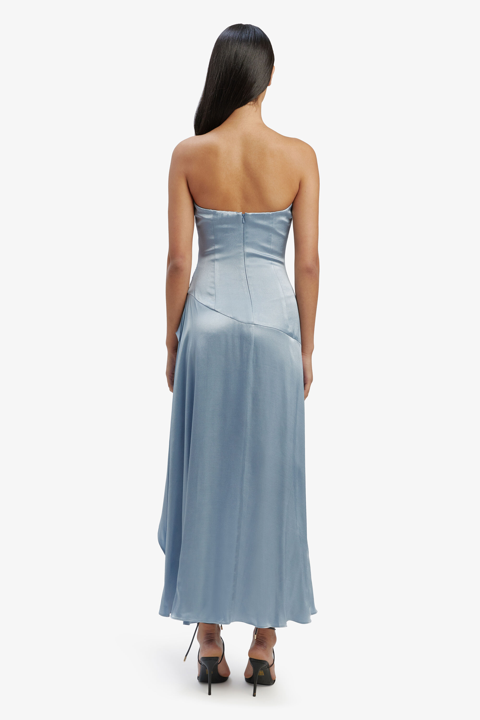 Lorenza Midi Dress In Dusty Blue Bardot