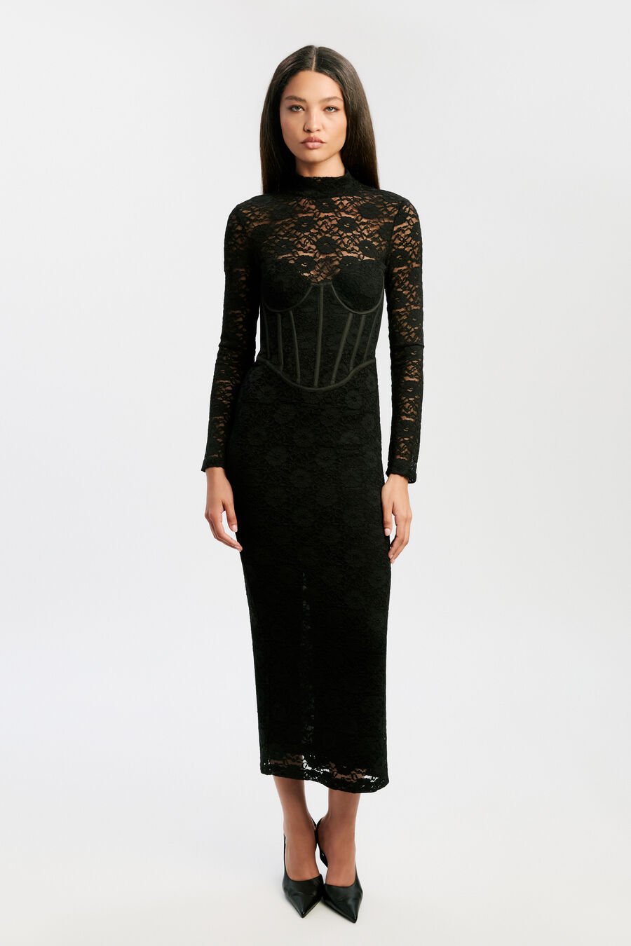 Carmen Lace Corset Midi Dress