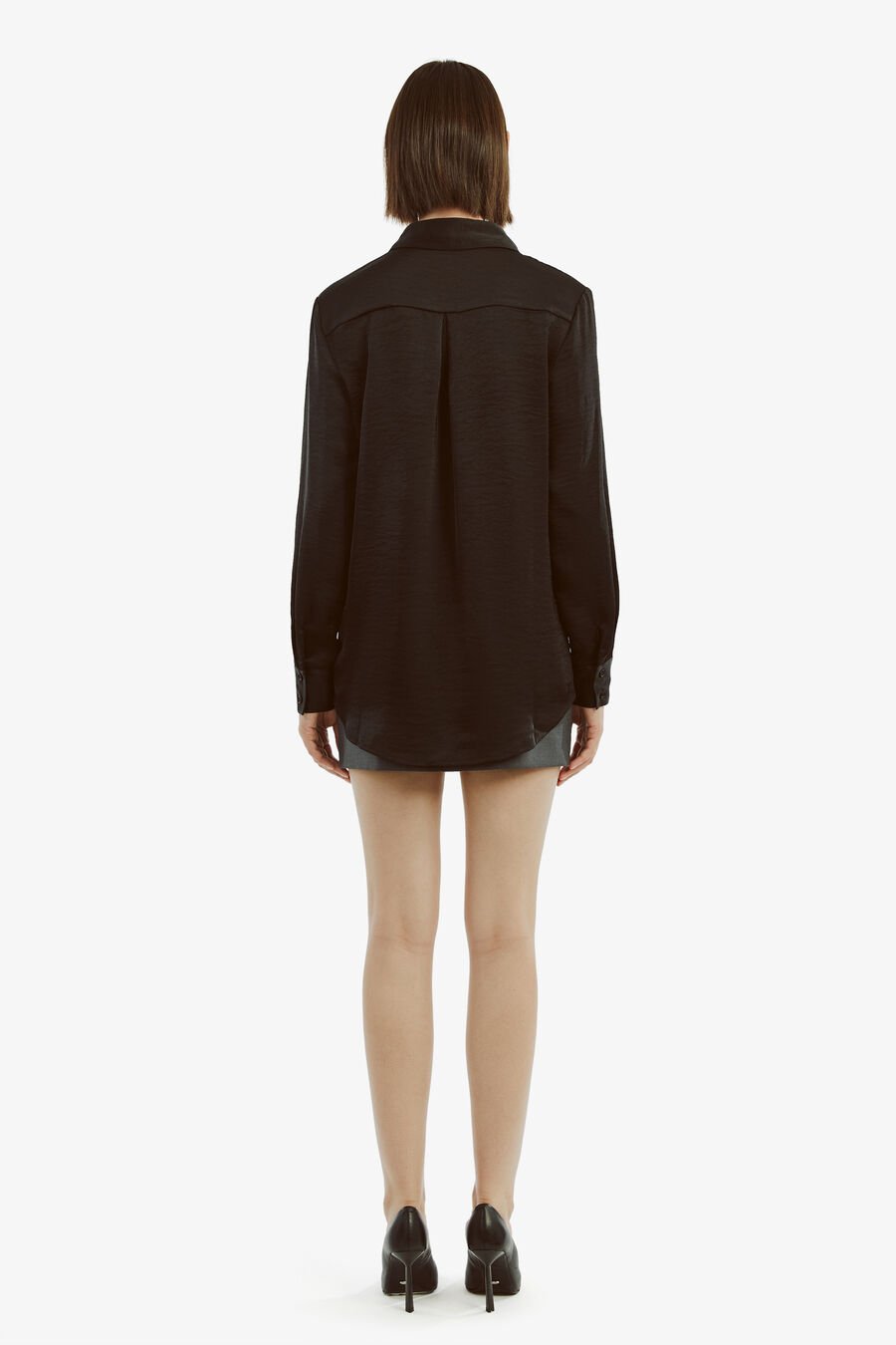 DINAH PINTUCK SATIN SHIRT in colour BLACK