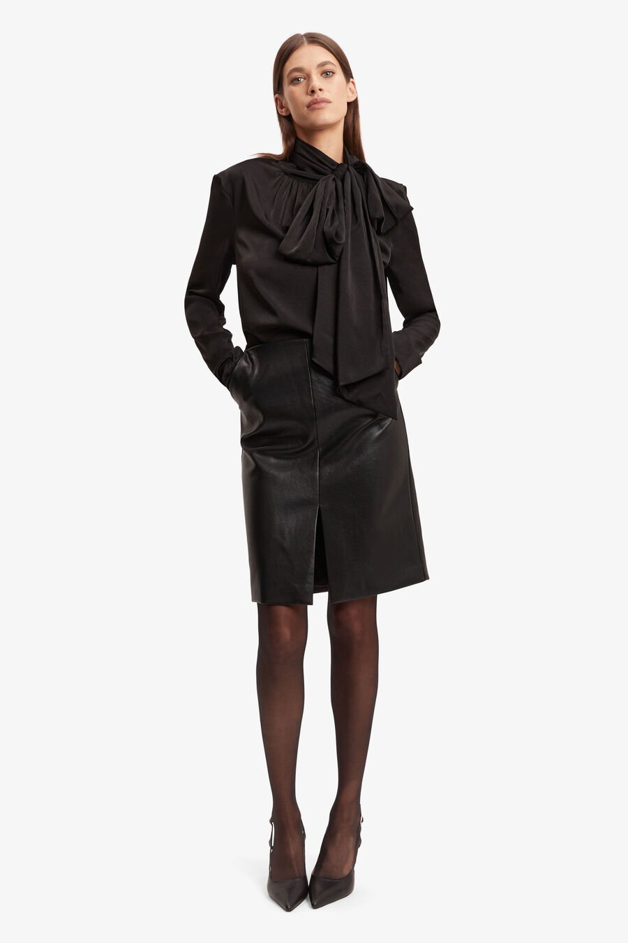 CASTIAN SATIN BLOUSE in colour BLACK