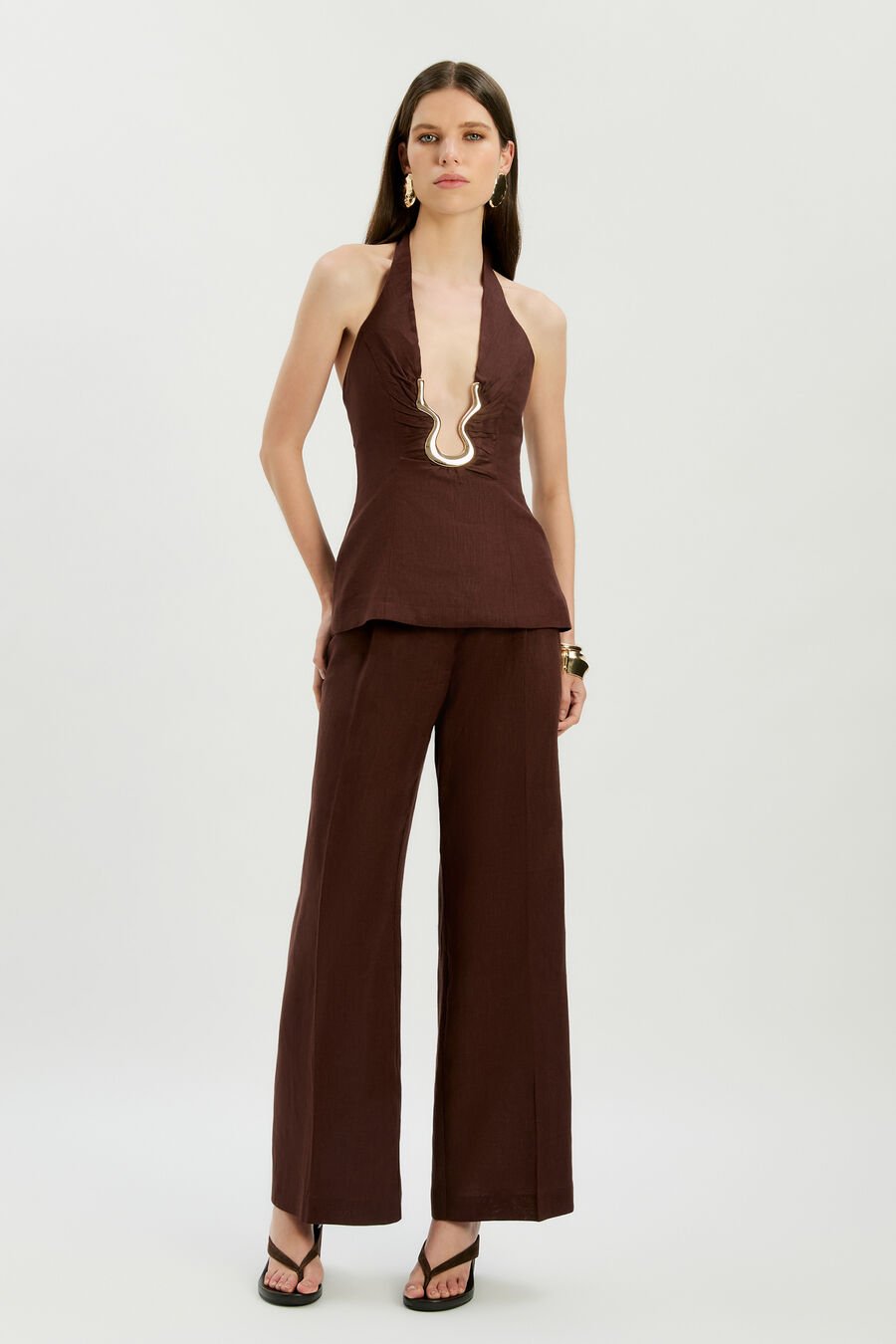 Cavarly Linen Halter Top