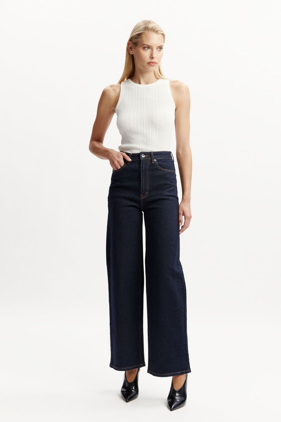 HEIDI WIDE LEG JEAN in colour DARK