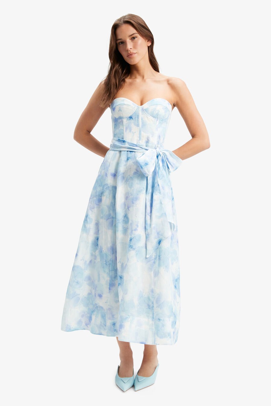 VIBRANT TIE DYE MIDI DRESS in colour AQUA TEDYE