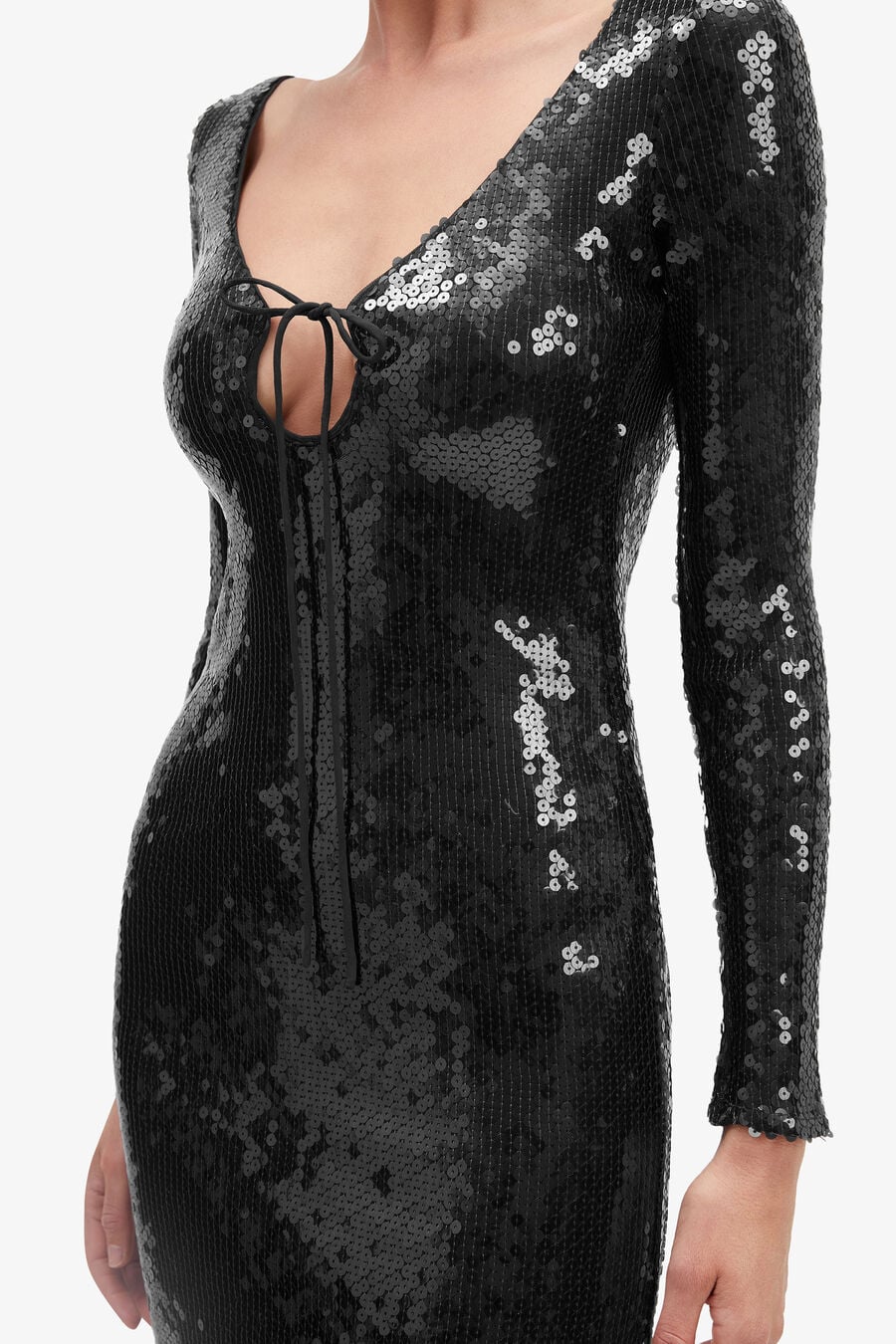 VERONA SEQUIN MAXI DRESS in colour BLACK