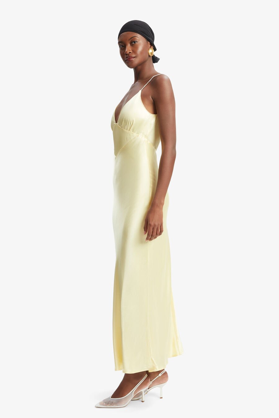 CAPRI DIAMONTE SLIP DRESS in colour Canary Yellow