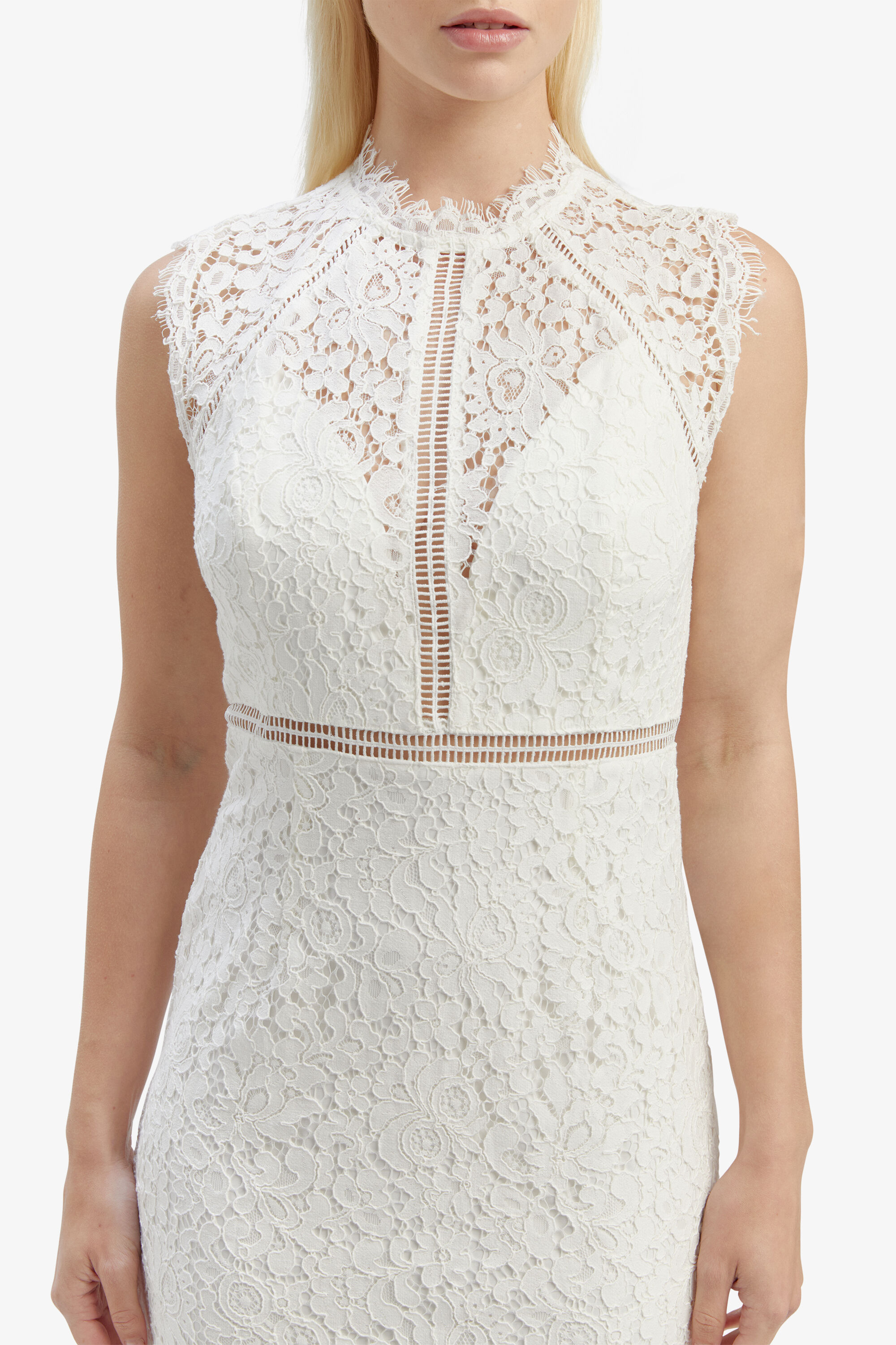 Lace Panel Dress In Orchid White Bardot