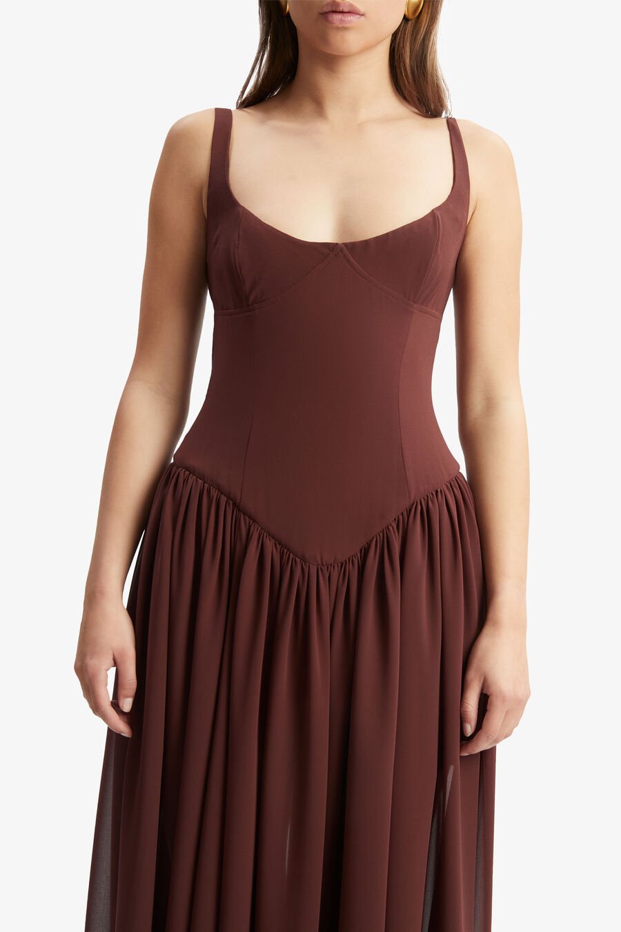 BRIANN MAXI DRESS in colour CHOCOLATE
