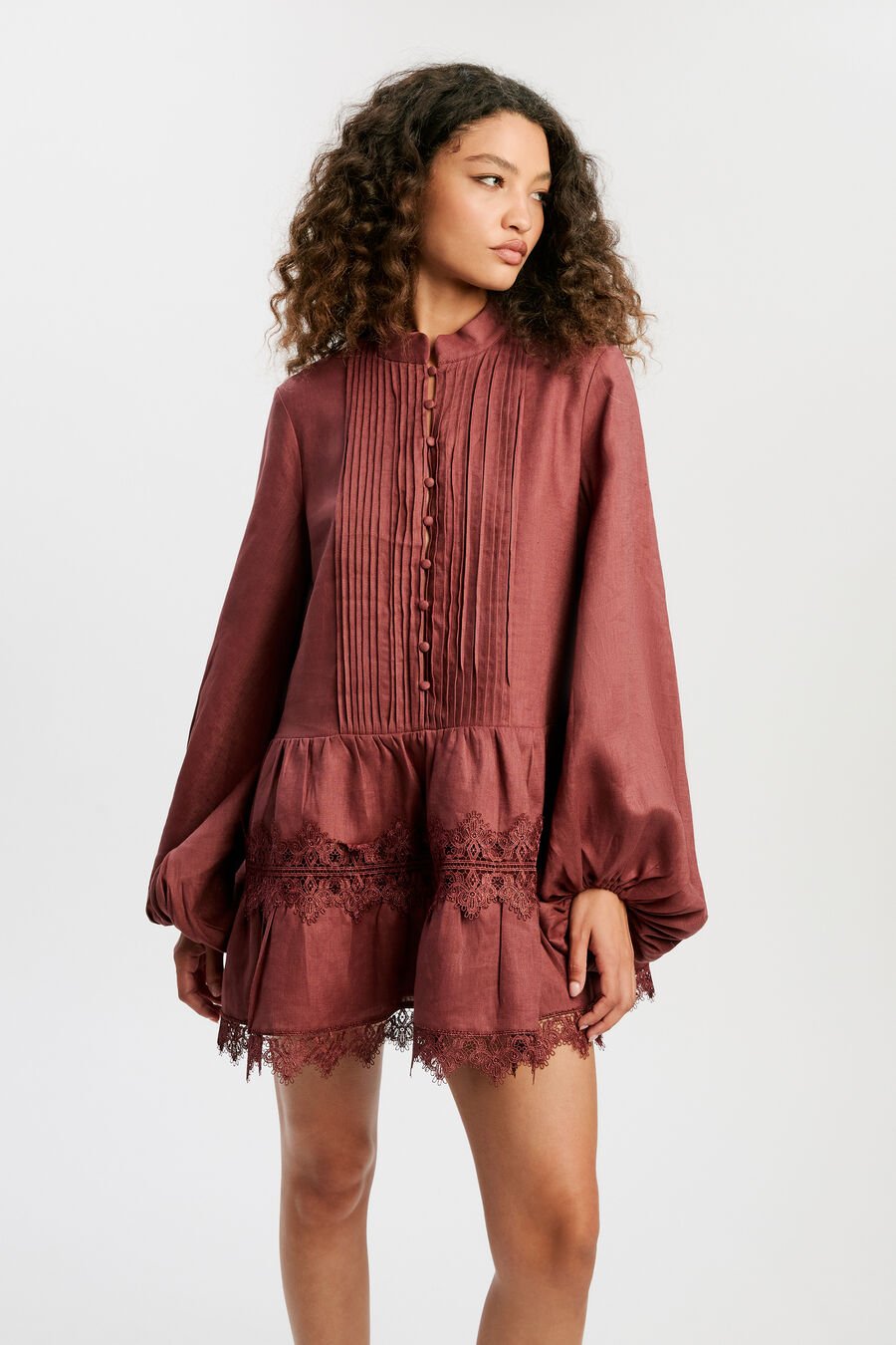 Antonia Lace Trim Mini Dress