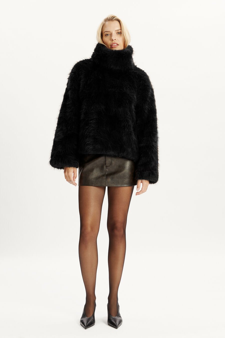 RENATA FAUX FUR JUMPER in colour BLACK