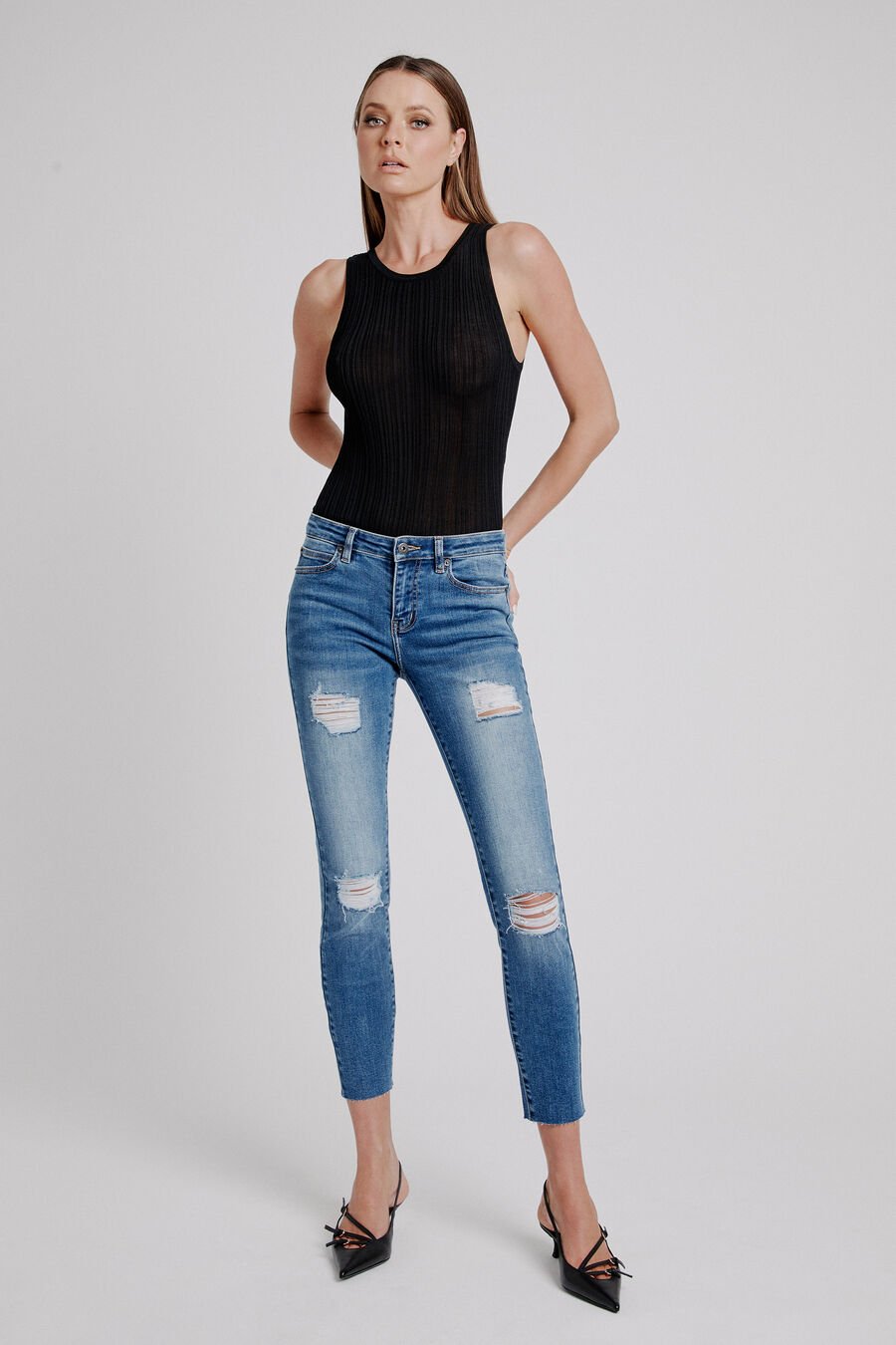 KATE TRASHED HIPSTER JEANS in colour Dark Vintage