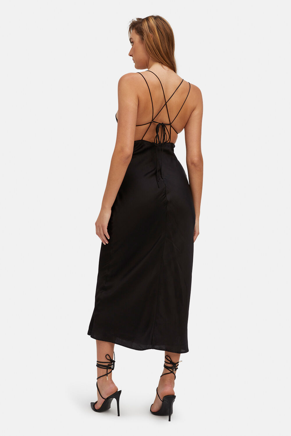 LUCIA MIDI SLIP DRESS in colour CAVIAR