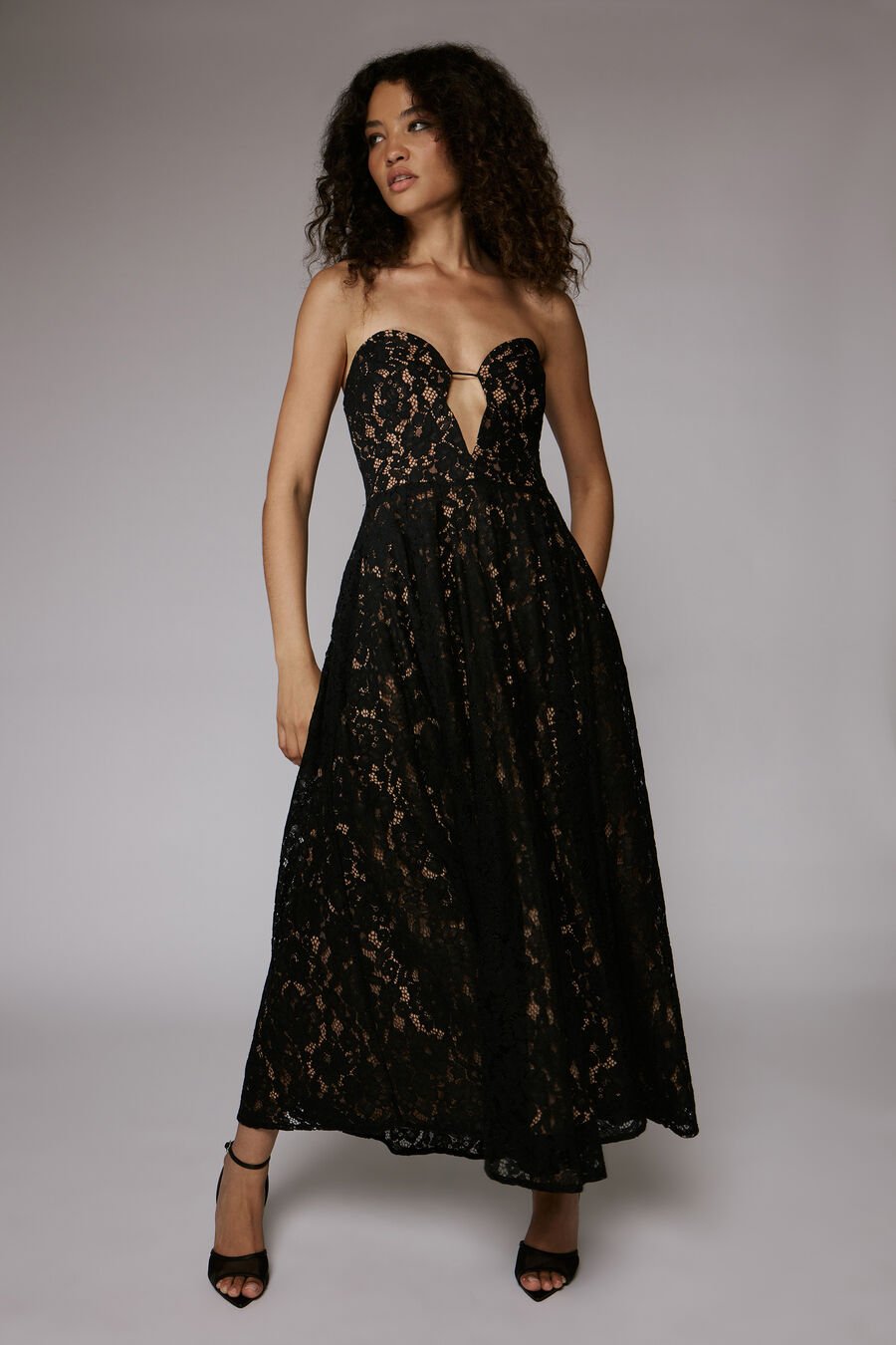 Opal Volume Lace Midi Dress