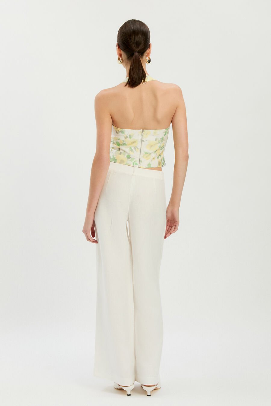 DESERAE HALTER NECK TOP in colour Yellow Floral