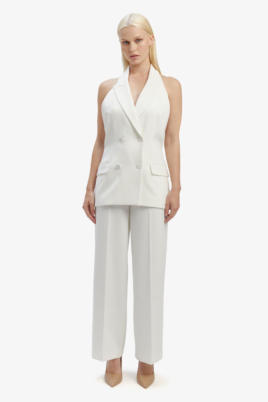 FREYA LONGLINE VEST in colour Orchid White