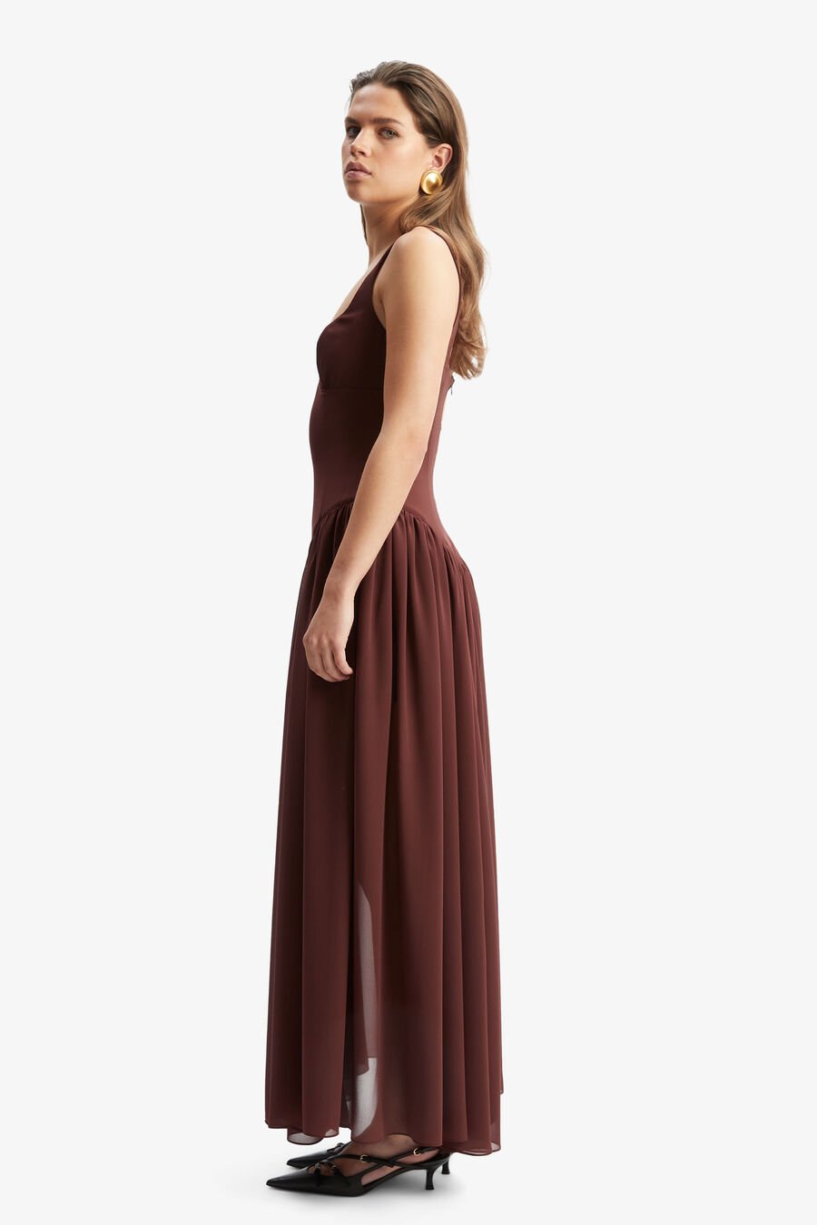 BRIANN MAXI DRESS in colour CHOCOLATE