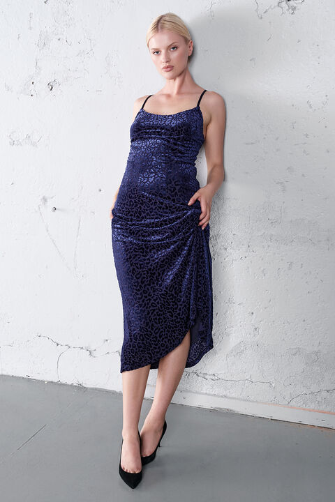 ADONI LEOPARD MIDI DRESS in colour ASHLEY BLUE