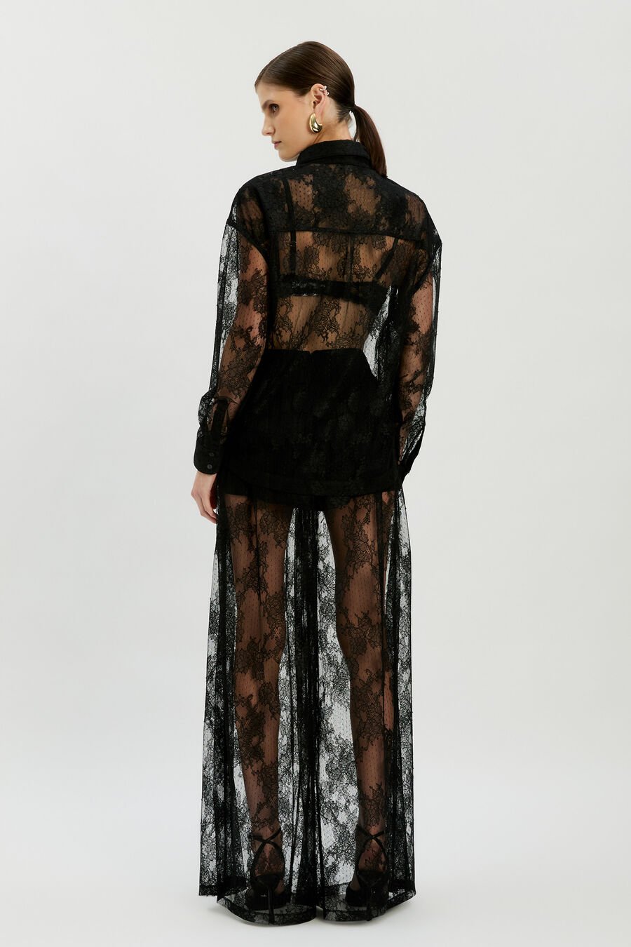 ALEIDA OVERSIZED LACE SHIRT in colour Black