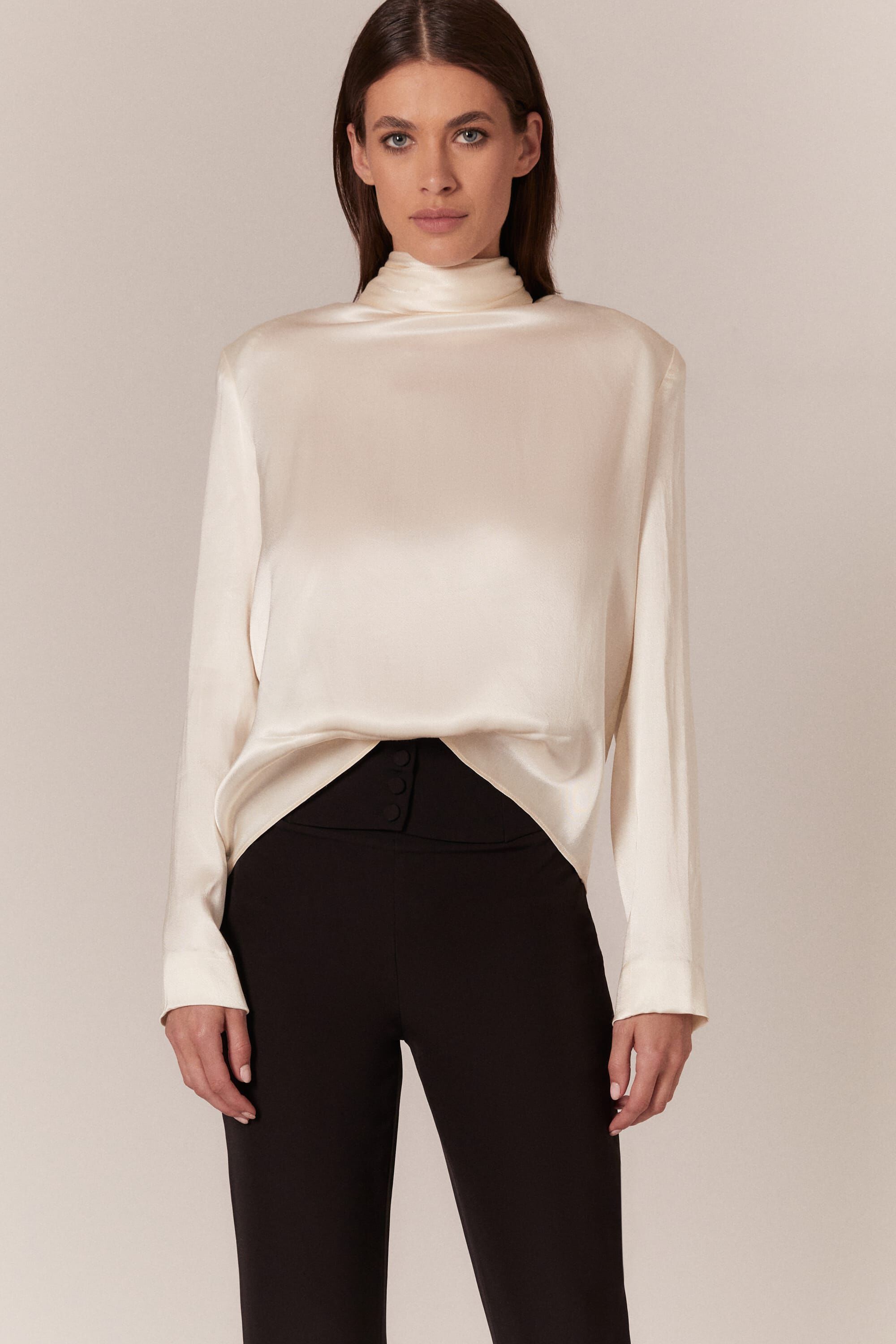 Ivory satin blouse new arrivals