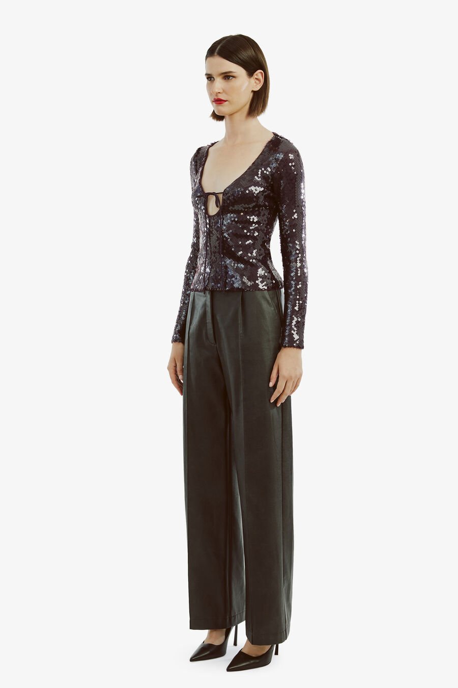 VERONA SEQUIN TOP in colour PURPLE