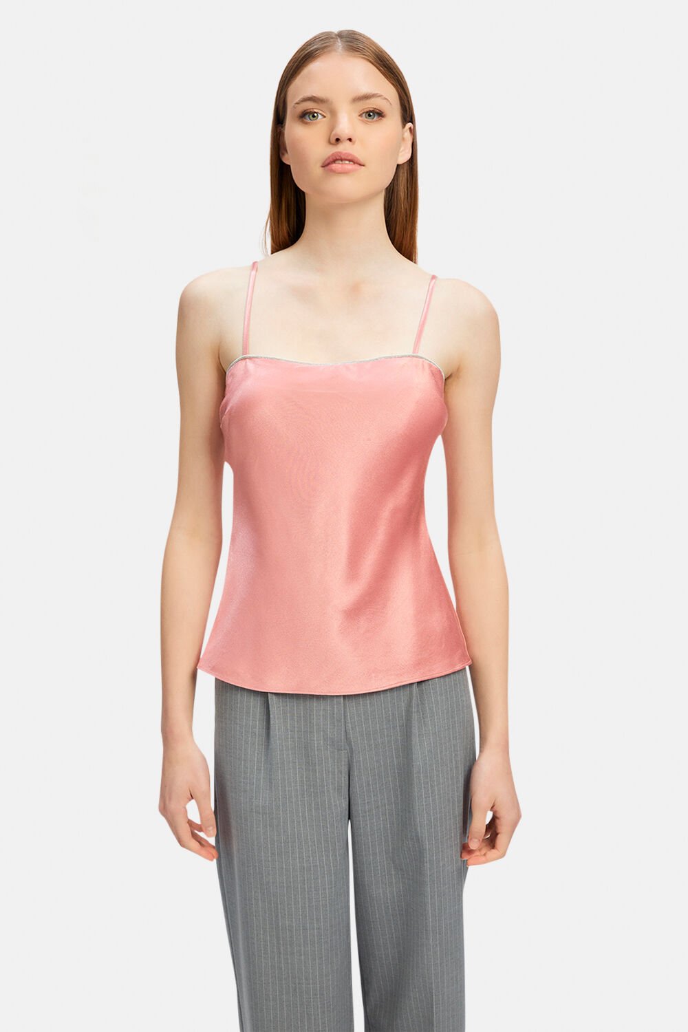 Diamonte Trim Cami In Blush Pink