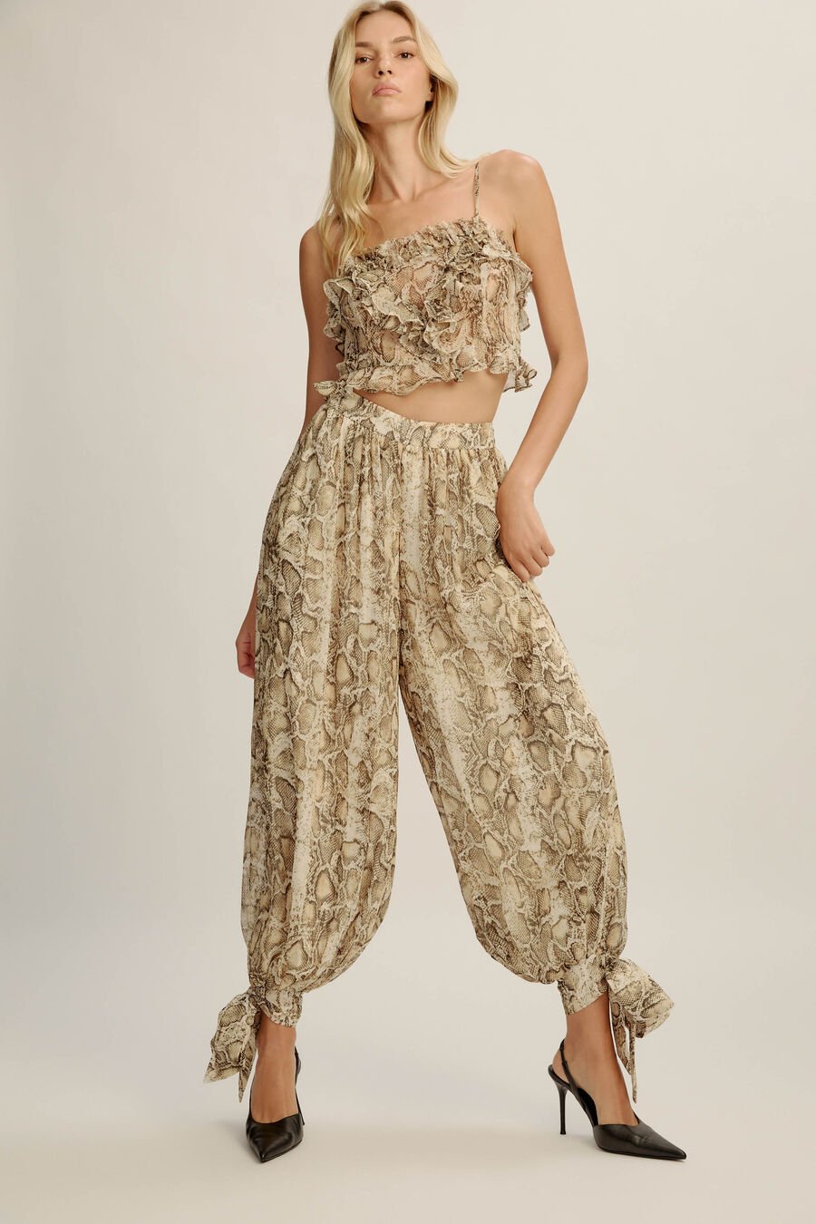 Alira Printed Frill Crop Top