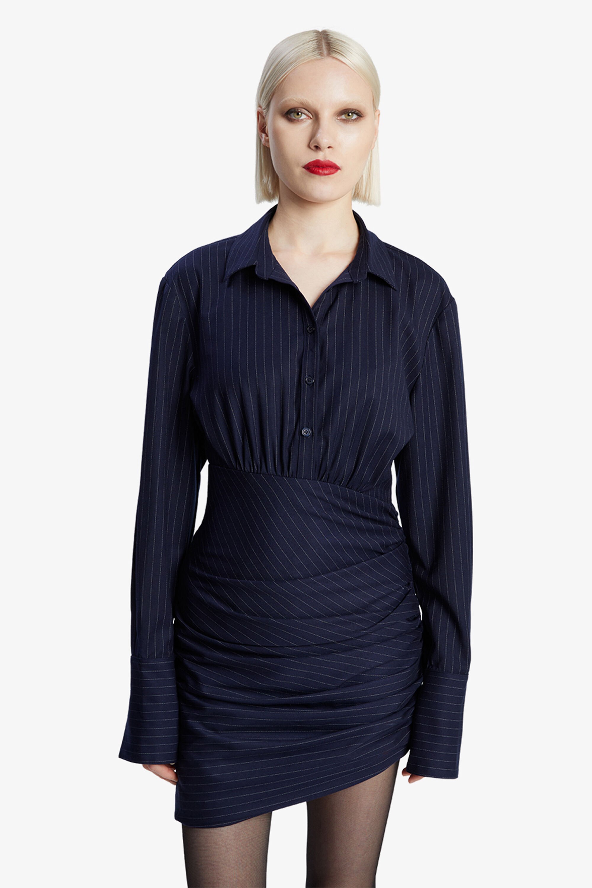 Factory: Striped Ruffleneck Button-up For Women
