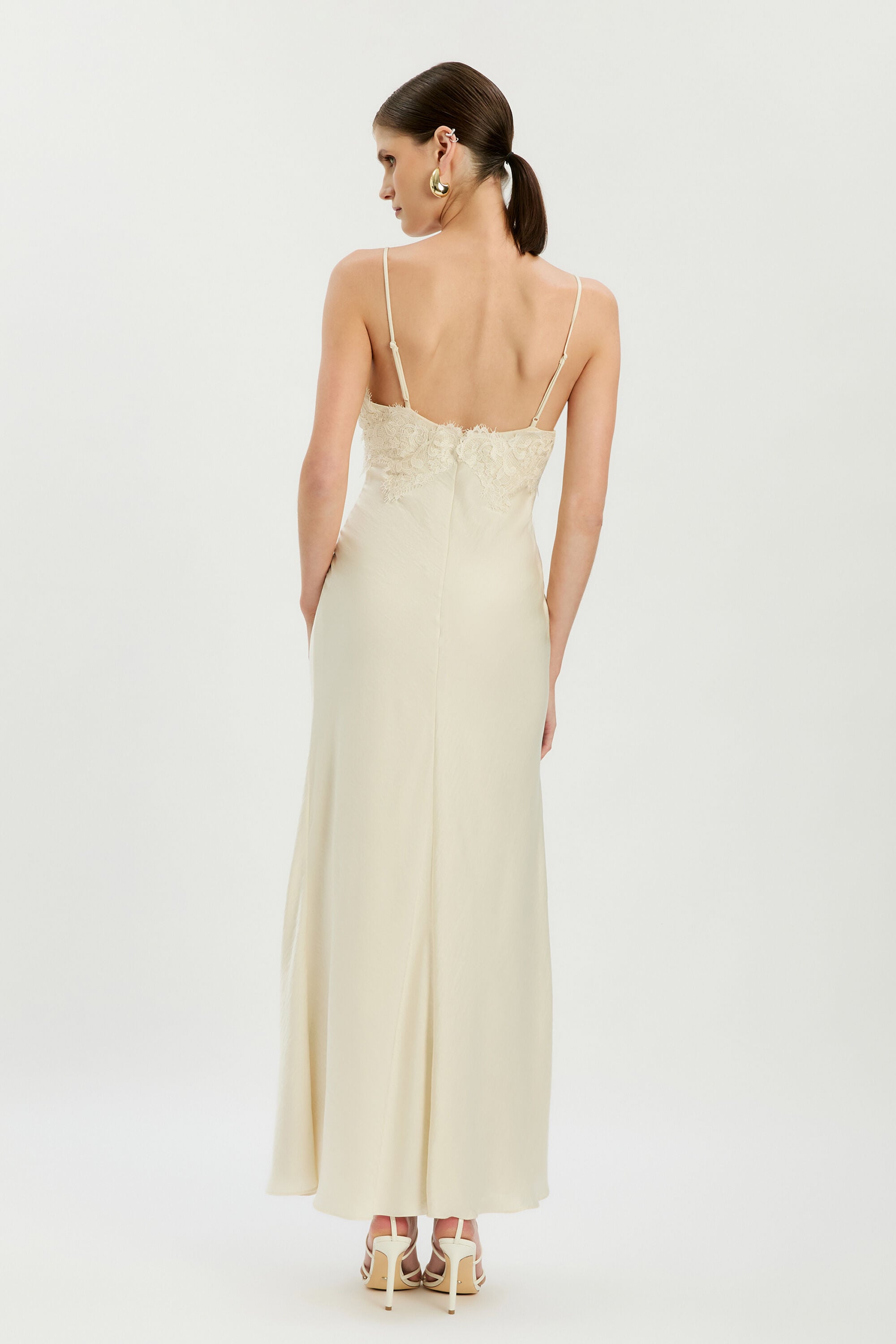 Elisan Lace Satin Maxi Dress In Ivory | Bardot Elisan Lace Satin Maxi Dress In Ivory | Bardot