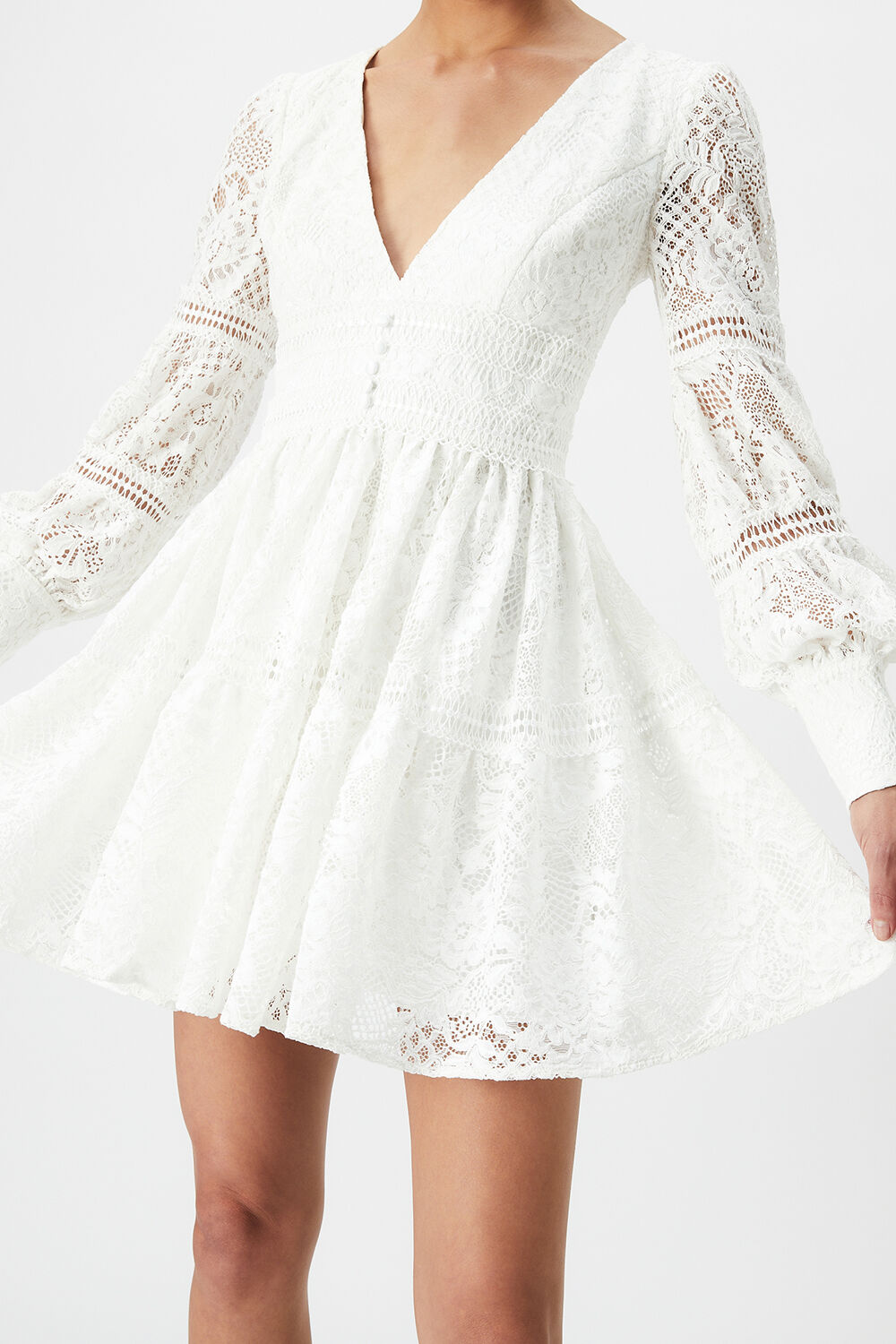 VENICE LACE MINI DRESS in colour CLOUD DANCER