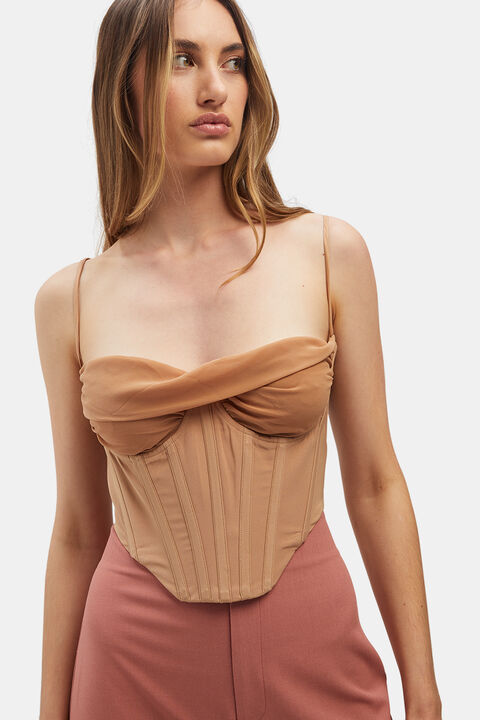 FEMME CORSET TOP in colour TAN