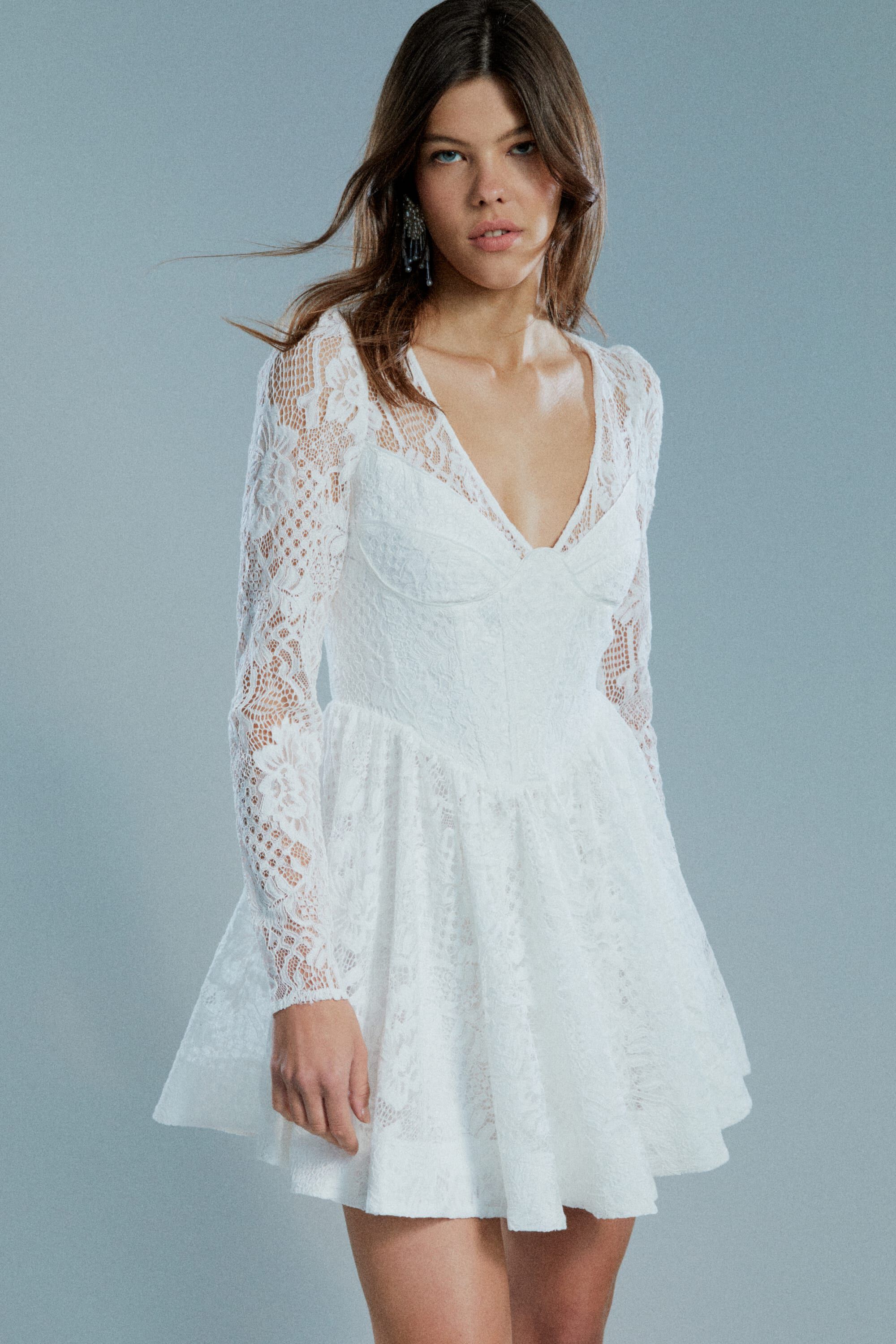 Black bardot flare sleeve sale lace up shirt dress