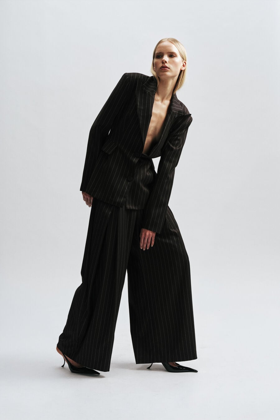 Laurie Pleat Front Stripe Pant