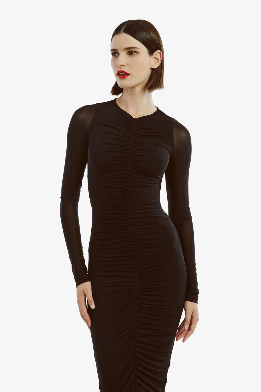 JAYA MESH MAXI DRESS in colour BLACK