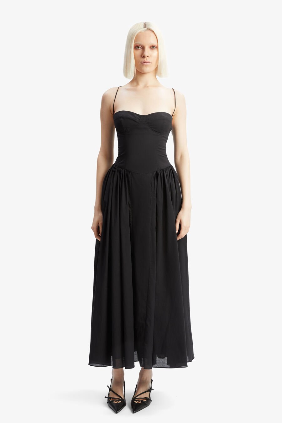 ESTIE COTTON MAXI DRESS in colour BLACK