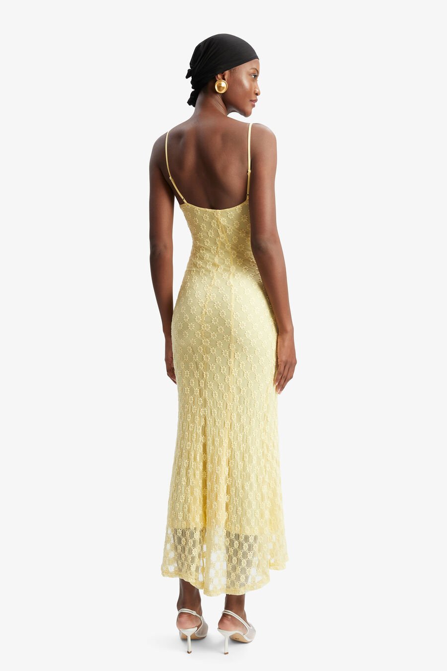 ADONI MESH MIDI DRESS in colour Canary Yellow
