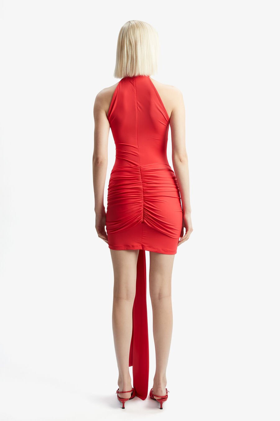 ISADORA MINI TIE FRONT DRESS in colour FAMOUS RED