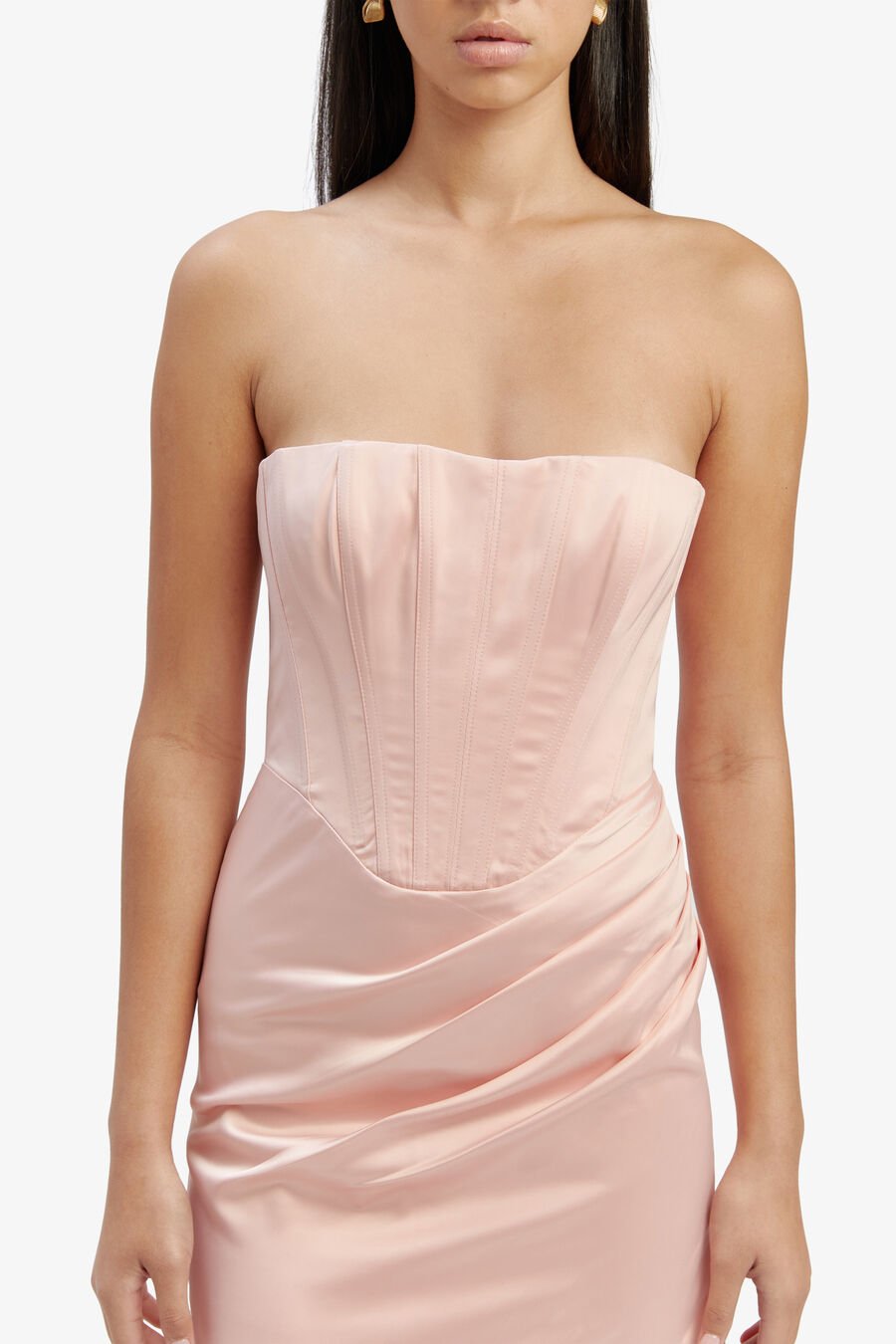 EVERLASTING SATIN MIDI DRESS in colour SOFT PINK