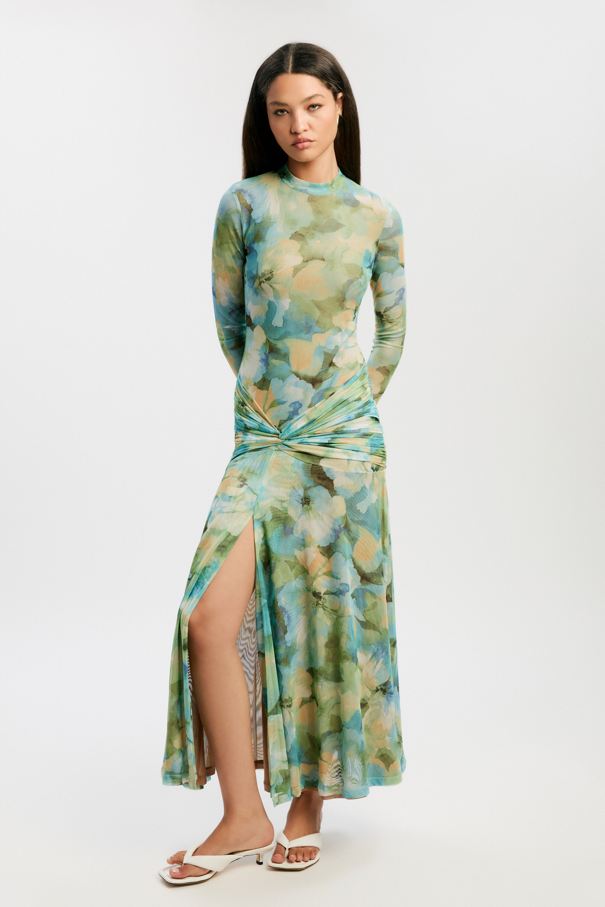 bardot green floral dress Floral Mesh Bardot Lace Dress Green